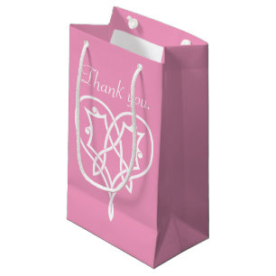 Sac Cadeau Cœurs Tressés Celtiques en Rose Pétale