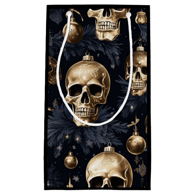 Sac cadeau crâne or (noir) (Devant)