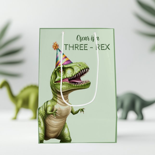 Sac cadeau d'anniversaire de dinosaure à trois Rex (Créateur téléchargé)