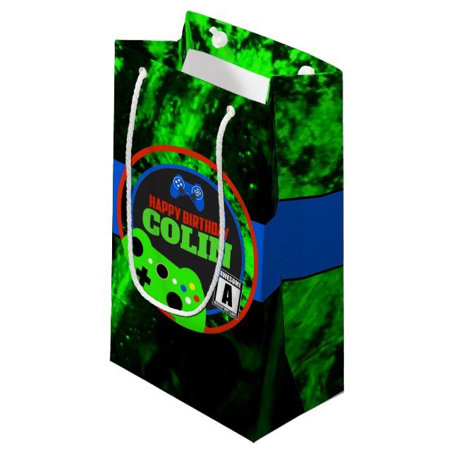 Sac cadeau d'anniversaire de jeu vidéo personnalis (Devant Angle)