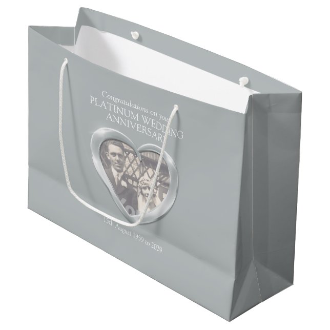 Sac cadeau d'anniversaire de mariage en platine (Devant Angle)
