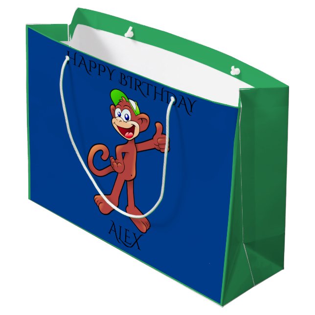 Sac cadeau d'anniversaire 'MONKEY' heureux (Dos Angle)