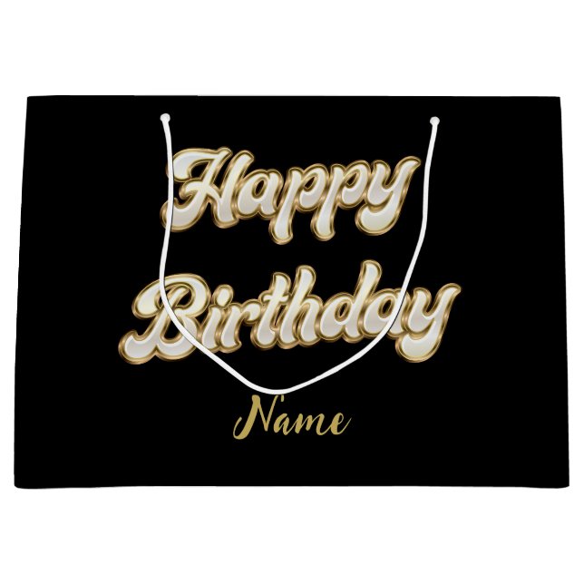 Sac cadeau d'anniversaire personnalisé Gold Elegan (Devant)