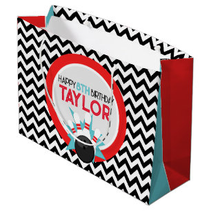Sac cadeau d'anniversaire Retro Chevron Bowling