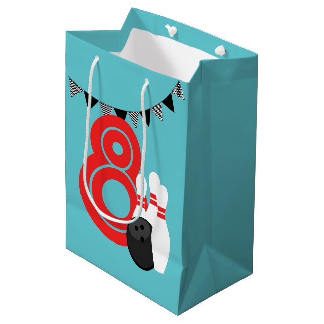 Sac cadeau d'anniversaire turquoise Blue Retro Bow (Devant Angle)