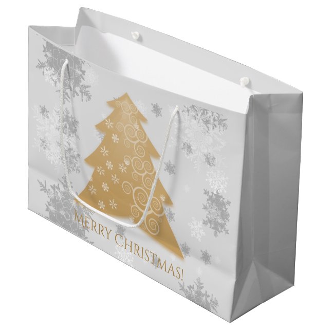 Sac cadeau d'arbre de Noël Gold Festive (Devant Angle)