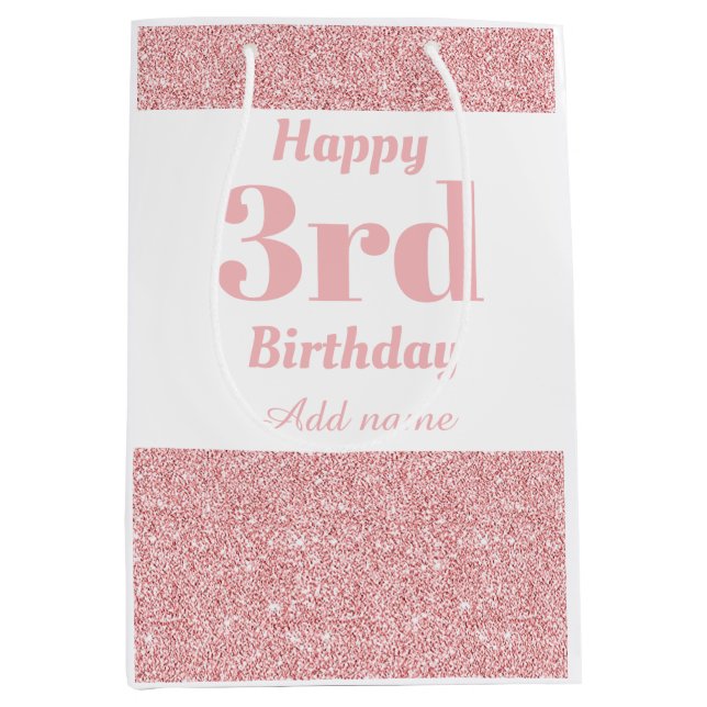 Sac cadeau de 3e anniversaire élégant et personnal (Devant)