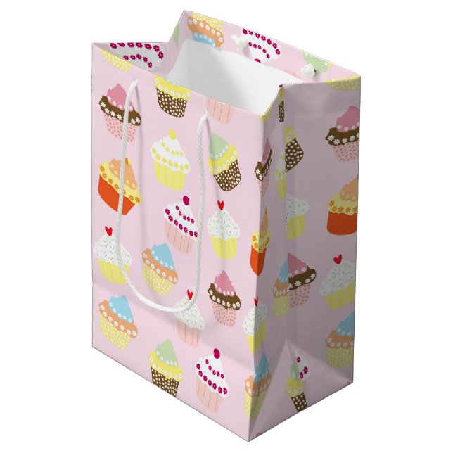 Sac Cadeau de Cupcakes Colorés (Devant Angle)
