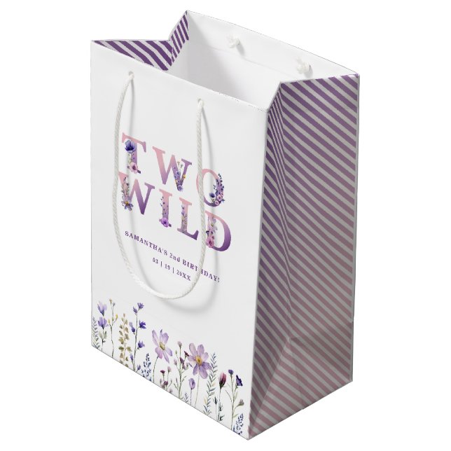 Sac cadeau de deux fleurs sauvages 2e anniversaire (Dos Angle)