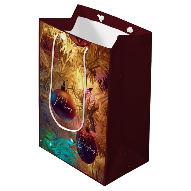 Sac cadeau de deux ornements d'arbre de Noël (Devant Angle)