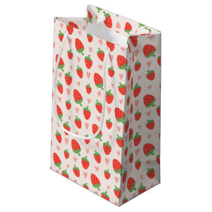 Sac cadeau de fraises et de coeurs doux