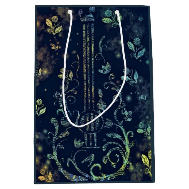 Sac cadeau de guitare florale (Devant)