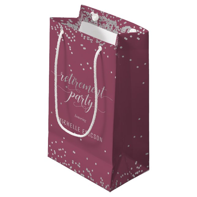 Sac cadeau de la fête de retraite Elégant Argent,  (Devant Angle)