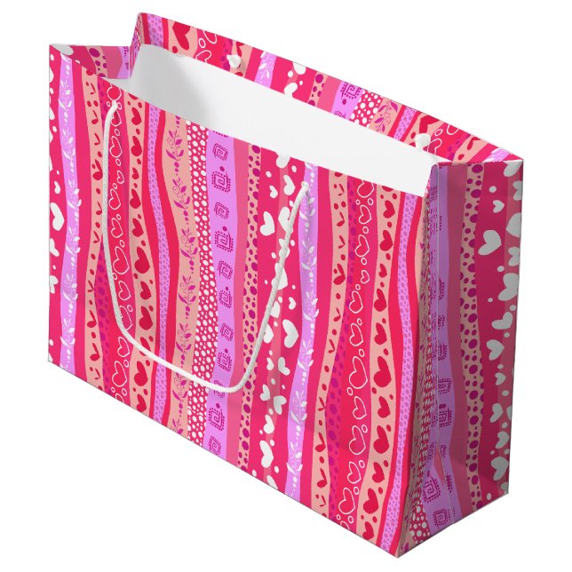 Sac cadeau de la Saint Valentin Coeur rose (Devant Angle)