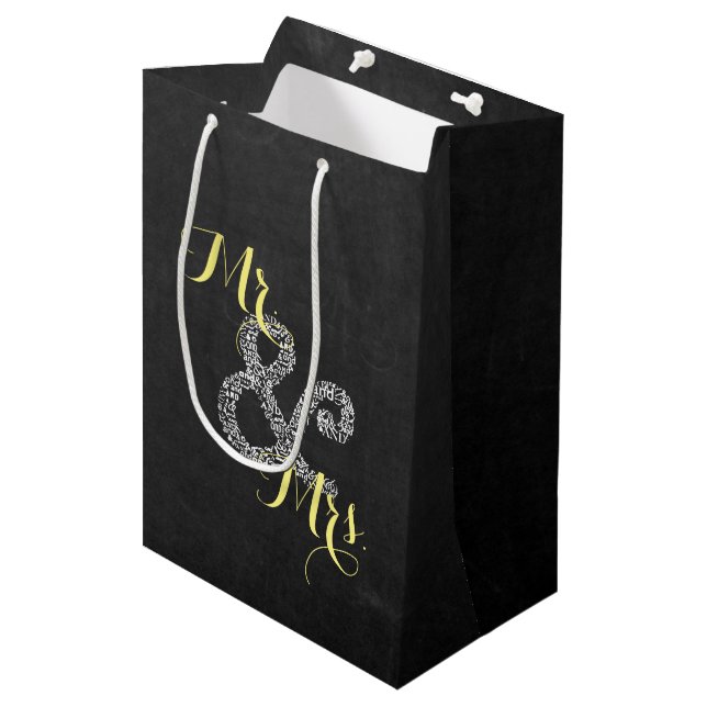 Sac Cadeau de Mariage d'Automne Tableau Noir Mr &  (Devant Angle)