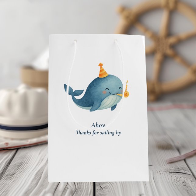 Sac cadeau de Merci Ahoy Whale | Anniversaire naut (Créateur téléchargé)