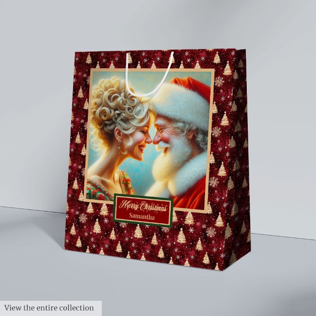 Sac cadeau de Noël avec aquarelle Santa Claus (Christmas Gift Bag With Watercolor Santa Claus)