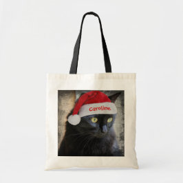 Sac cadeau de Noël avec chat de Père Noël mignon, 