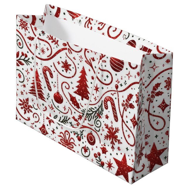 Sac cadeau de Noël blanc rouge (Devant Angle)
