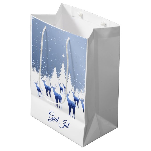 Sac Cadeau de Noël Blue Deer God Jul (Devant Angle)