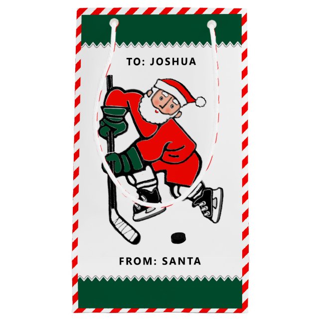 Sac cadeau de Noël de hockey personnalisé (Devant)