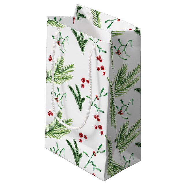 Sac cadeau de Noël de verdure et baies (Devant Angle)