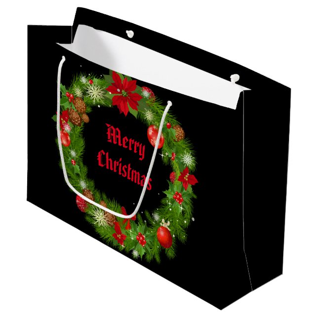 Sac cadeau de Noël en papier de vacances (Devant Angle)