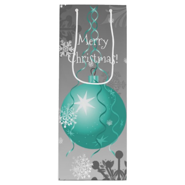 Sac cadeau de Noël fantaisie turquoise (Devant)