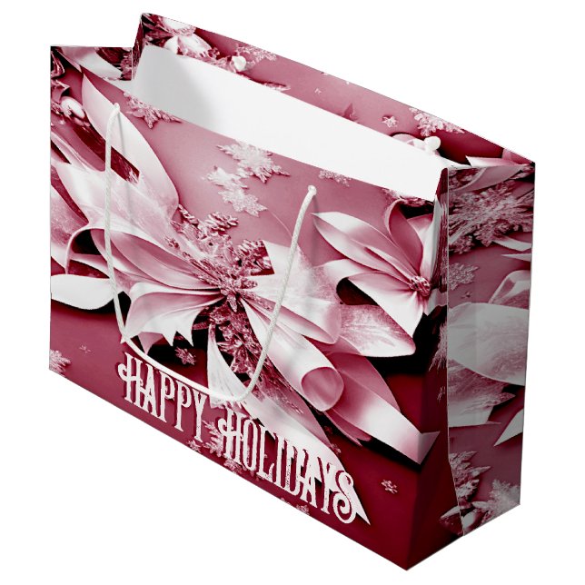Sac cadeau de Noël Floral Rouge (Devant Angle)