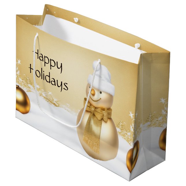 Sac cadeau de Noël Golden Snowman (Devant Angle)
