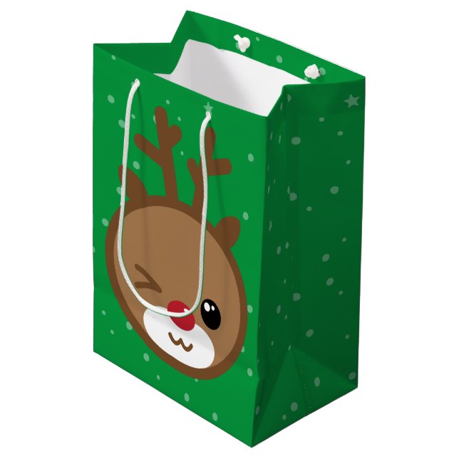 Sac cadeau de Noël Kawaii Reindeer (Devant Angle)