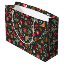 Sac cadeau de Noël naturel Ditsy