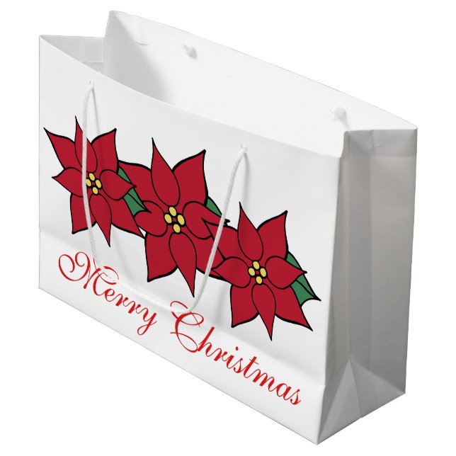 Sac cadeau de Noël Poinsettias (Devant Angle)