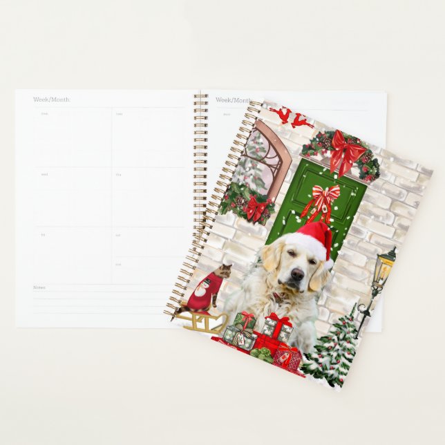 Sac cadeau de Noël pour chien d'or Retriever (Devant avec enveloppe)