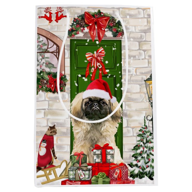 Sac cadeau de Noël pour chien Pekingese (Devant)