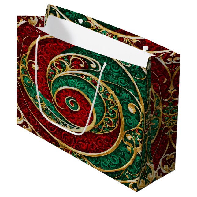 Sac cadeau de Noël Red Gold Green (Devant Angle)