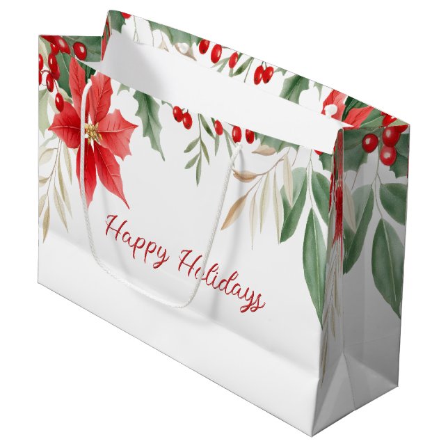 Sac cadeau de Noël Red Poinsettia (Devant Angle)