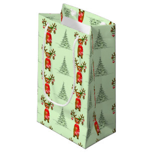 Sac Cadeau De Noël Reindeer Et Pine Trees