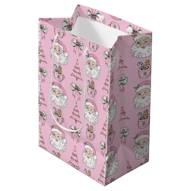 Sac cadeau de Noël rose (Devant Angle)