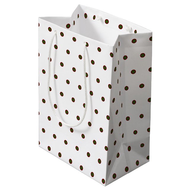 Sac cadeau de Noël Rouge Vert Pois (Dos Angle)