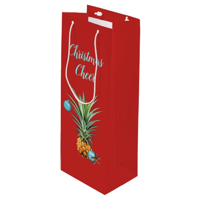 Sac cadeau de Noël tropical Ananas Red Wine (Devant Angle)