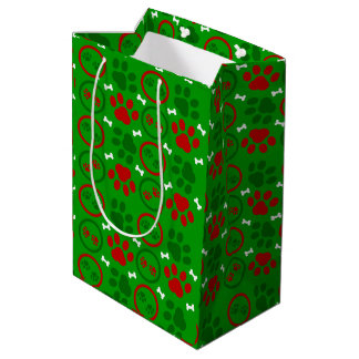 Sac cadeau de Noël vert brillant moyen