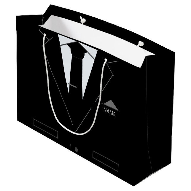 Sac cadeau de nom personnalisé avec costume noir d (Dos Angle)