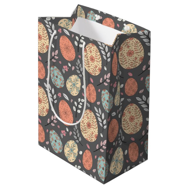Sac cadeau de Pâques rustique - Motif d'oeuf Paste (Dos Angle)