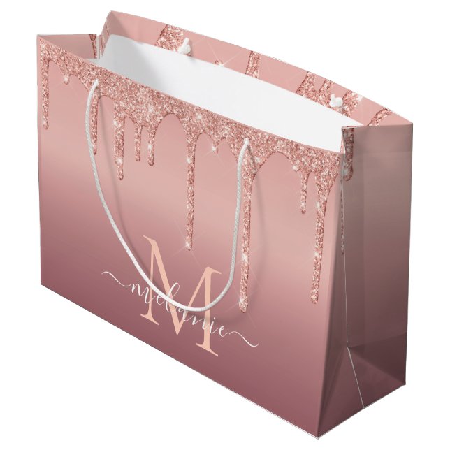 Sac cadeau de Parties scintillant d'or Rose person (Dos Angle)