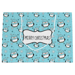 Sac cadeau de pingouin d'hiver (grand)