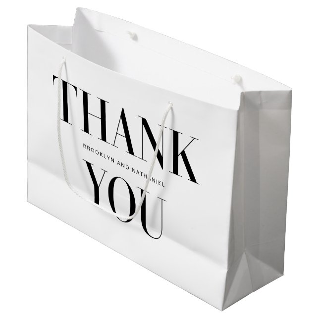 Sac cadeau de remerciement en typographie moderne  (Devant Angle)