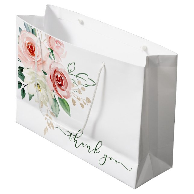 Sac cadeau de remerciement Rose aquarelle rose (Devant Angle)