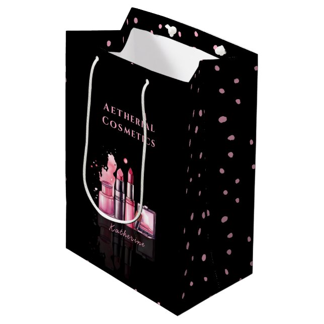Sac cadeau de salon rose sur mesure (Devant Angle)