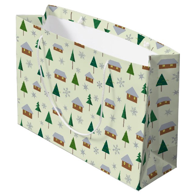 Sac cadeau de Snowflakes et sapins (Dos Angle)
